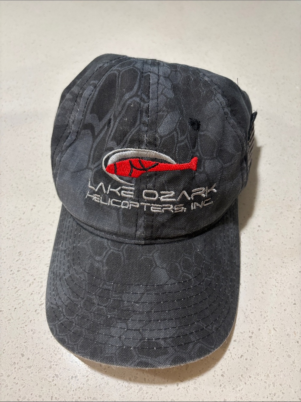 Lake Ozark Helicopters Embroidered Gray Cap with Red Logo